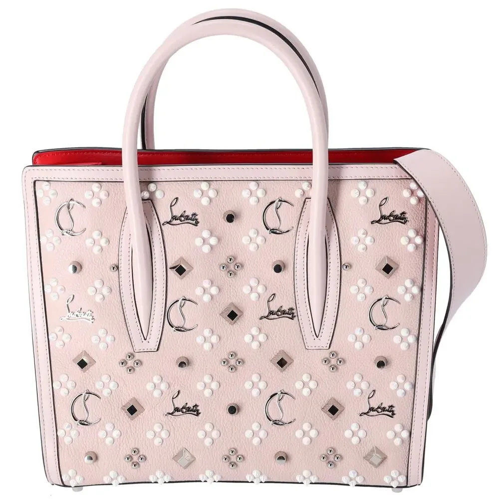 Christian Louboutin Paloma Studded Medium Tote Light Pink Leather